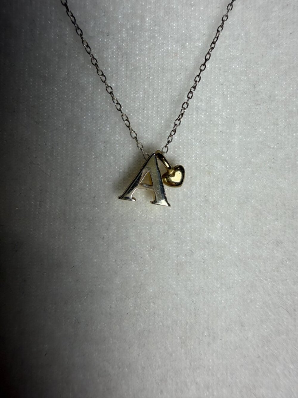 Tiny Little A Monogram Charm & Heart Necklace Pendant